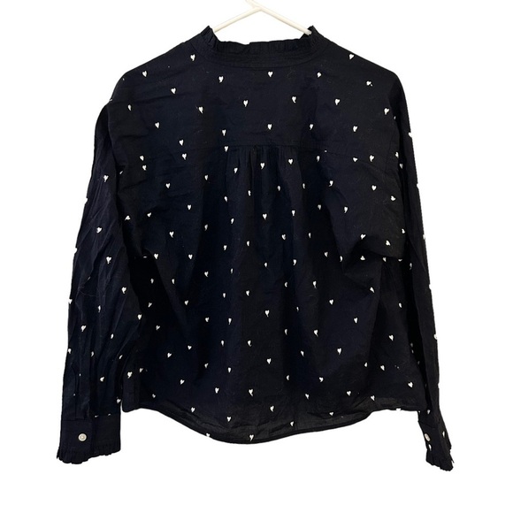 LOFT Shirt Womens Small Heart Embroidered Ruffle Trim Button Down Preppy NEW - Picture 5 of 7